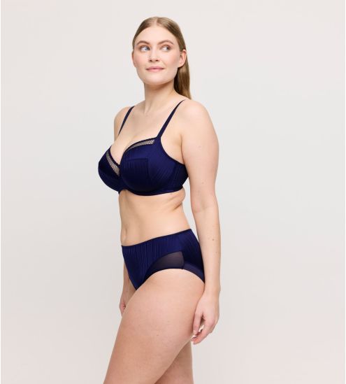 Culotte taille haute satinée bleue Knokke Bleu Saphir