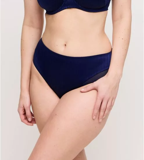 Culotte taille haute satinée bleue Knokke Bleu Saphir