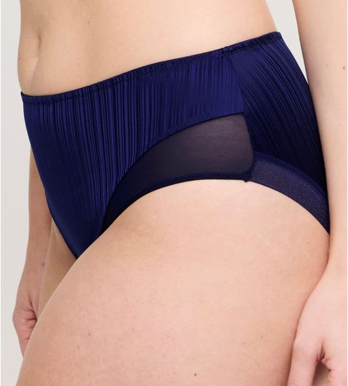 Culotte taille haute satinée bleue Knokke Bleu Saphir