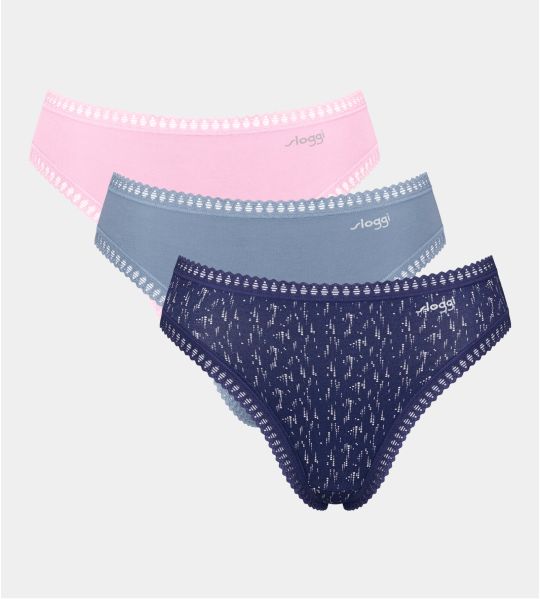 Lot de 3 High Leg Go Crush Bleu/Rose