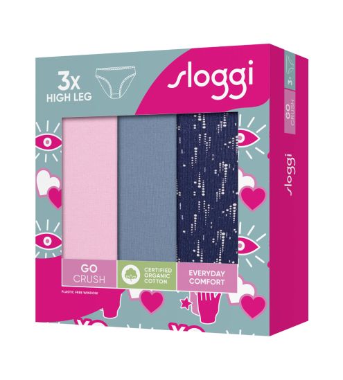 Lot de 3 High Leg Go Crush Bleu/Rose