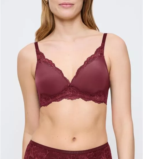 Soutien gorge sans armatures en dentelle rouge Amourette Charm Sweet Marsala