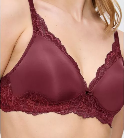 Soutien gorge sans armatures en dentelle rouge Amourette Charm Sweet Marsala