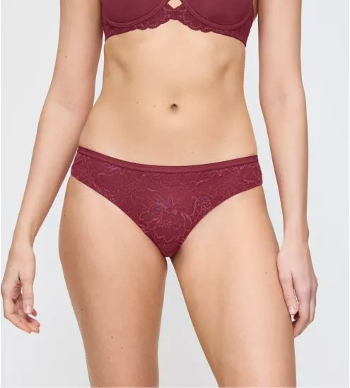 Slip brésilien en dentelle rouge Amourette Charm Sweet Marsala