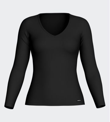 Tshirt ML femme col V Thermo NOIR
