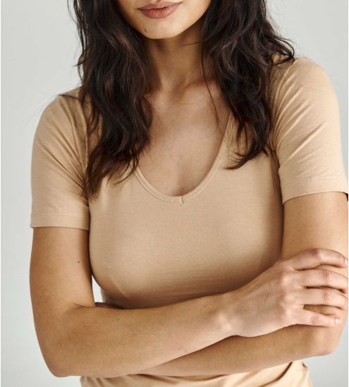T-shirt femme col V Thermo...