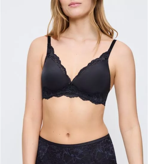 Soutien gorge sans armatures en dentelle bleu foncée Amourette Charm Ink Gray