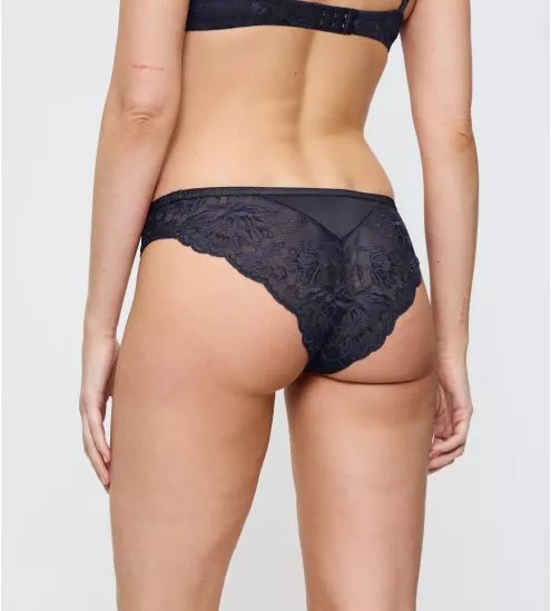 Slip brésilien en dentelle bleu foncée Amourette Charm Ink Gray