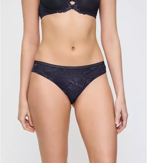 Slip brésilien en dentelle bleu foncée Amourette Charm Ink Gray