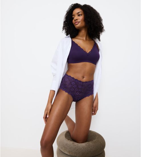Culotte haute maxi violette en dentelle Amourette Royal Purple
