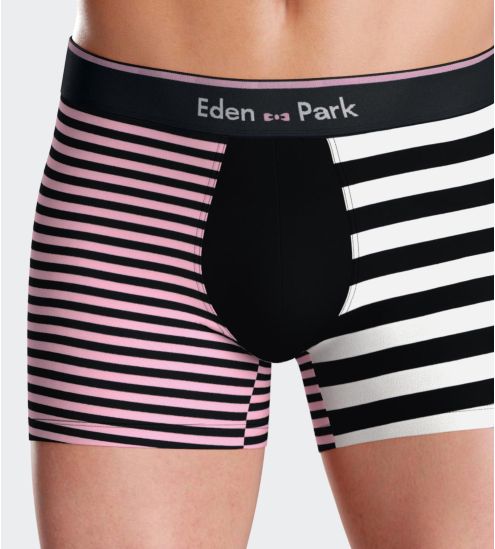 Boxer en coton rayé pour homme rose/noir/blanc