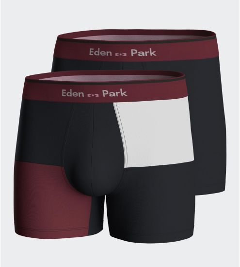 Lot de boxers en coton au motif à carreaux Marine/Bordeaux