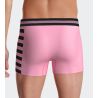 Boxer en coton pour homme rose avec rayures noires sur le côté