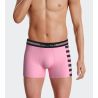 Boxer en coton pour homme rose avec rayures noires sur le côté