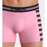 Boxer en coton pour homme rose avec rayures noires sur le côté