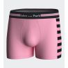 Boxer en coton pour homme rose avec rayures noires sur le côté