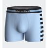 Boxer en coton pour homme bleu ciel avec rayures noires sur le côté
