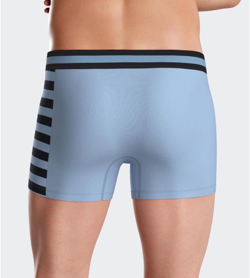 Boxer en coton pour homme bleu ciel avec rayures noires sur le côté
