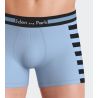 Boxer en coton pour homme bleu ciel avec rayures noires sur le côté