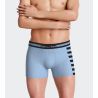 Boxer en coton pour homme bleu ciel avec rayures noires sur le côté