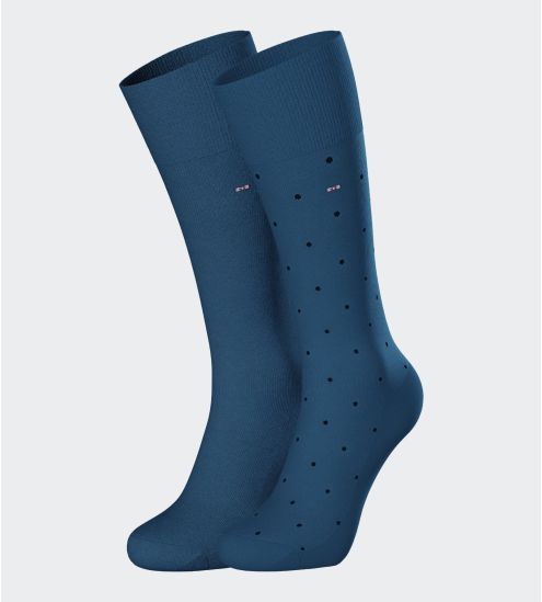 Lot de 2 chaussettes en coton uni + imprimé à pois Midnight