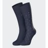 Lot de 2 chaussettes homme en coton Bleu Marine uni + imprimé à pois