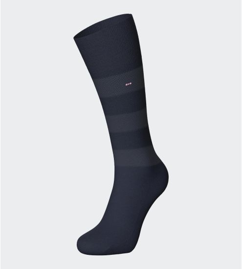 Chaussettes rayées bleu marine/gris pour homme en coton