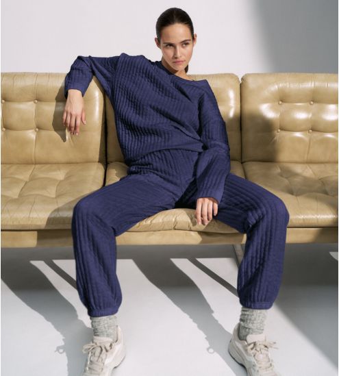 Pantalon confortable femme Bleu Foncé Cozy Comfort