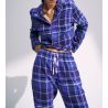Pyjama à carreaux bleu pour femme Boyfriend