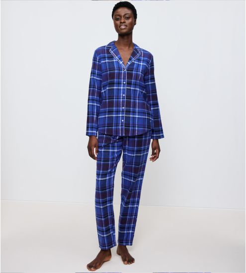 Pyjama à carreaux bleu pour femme Boyfriend
