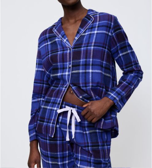 Pyjama à carreaux bleu pour femme Boyfriend