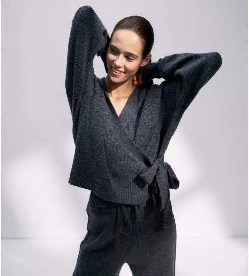 Cardigan gris foncé femme Amourette Cozy