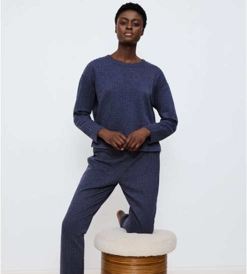 Pull confortable et doux pour femme Bleu Foncé Cozy Comfort