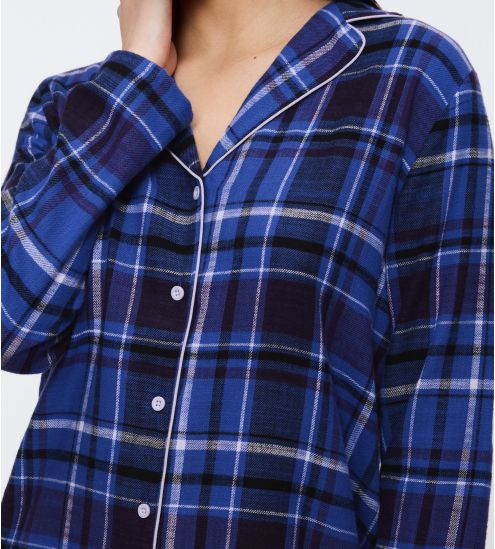 Chemise de nuit à carreaux bleu Boyfriend