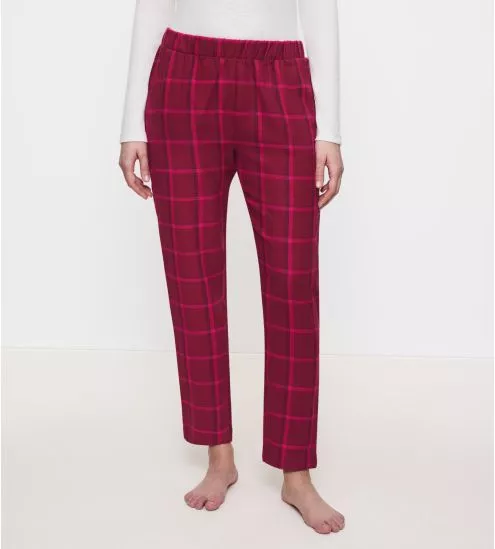 Red Check Pants in Cotton...