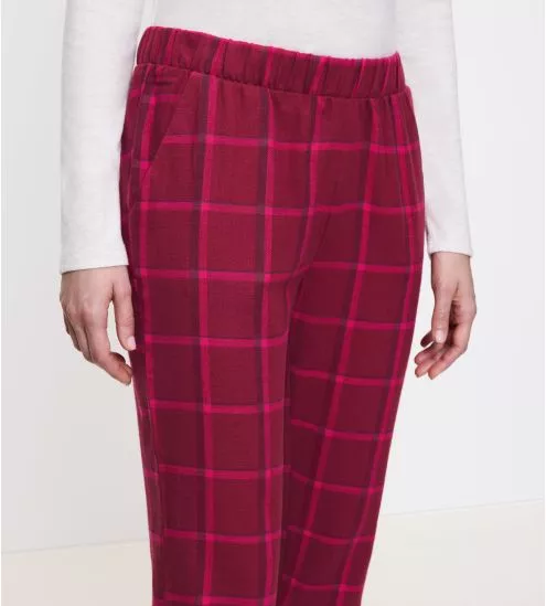Pantalon à carreaux rouge en coton Mix & Match