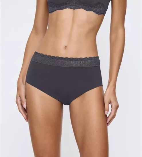 Slip femme gris avec ceinture en dentelle Feel of Modal Ink Gray