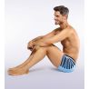 Boxer en coton pour homme bleu ciel avec rayures noires sur le côté