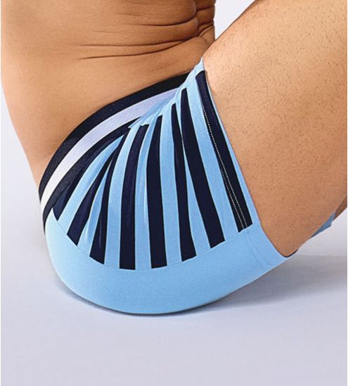 Boxer en coton pour homme bleu ciel avec rayures noires sur le côté