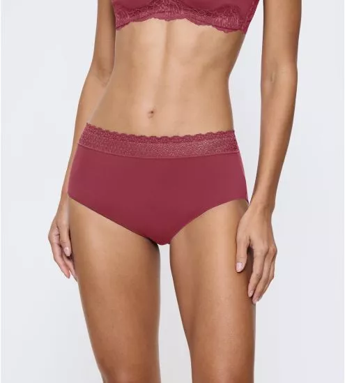 Slip femme rose framboise avec ceinture en dentelle Feel of Modal Sweet Marsala
