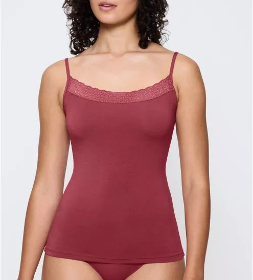 Top à bretelles fines rose framboise Feel of Modal Sweet Marsala