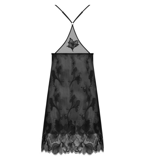 Nuisette Baby Doll noir en tulle brodé Désir et Volupté