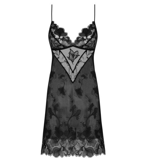 Nuisette Baby Doll noir en tulle brodé Désir et Volupté