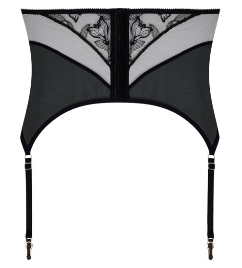 Galbe-taille en tulle brodé noir Désir et Volupté