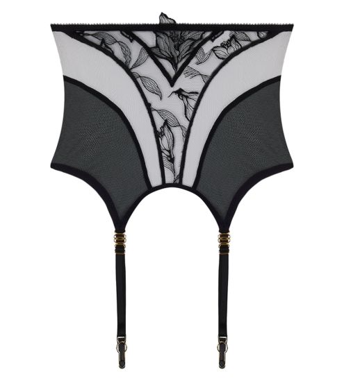 Galbe-taille en tulle brodé noir Désir et Volupté