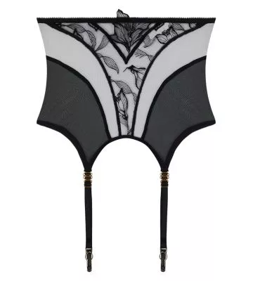 Galbe-taille en tulle brodé noir Désir et Volupté