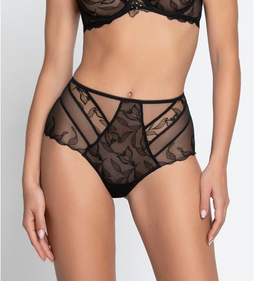 Shorty haut en tullé brodé noir Désir et Volupté