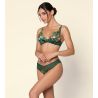 String dentelle vert avec imprimé foral Tropique en Fleurs Nature Tropic