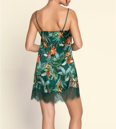 Nuisette charme avec imprimé floral satiné vert Tropique en Fleurs Nature Tropic