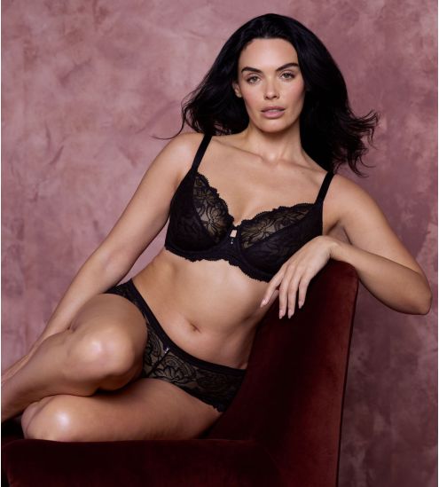 Shorty en dentelle et tulle Abellia Noir